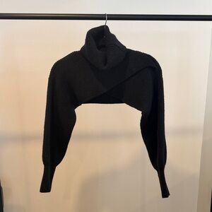 Criss-cross black shrug sweater